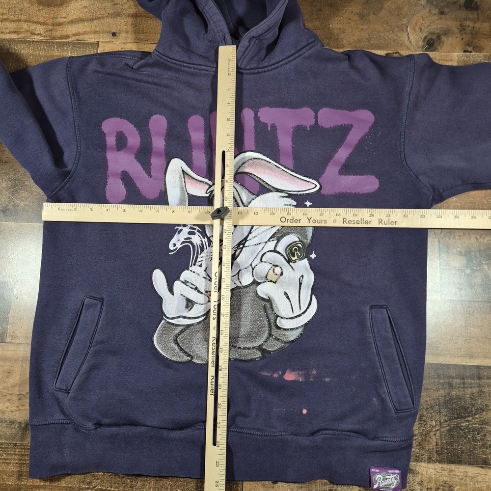 Runtz Paidboyz Bugs Bunny‎ Hoodie Mens Large Blue Faded Looney Tunes Streetwear - Picture 3 of 11